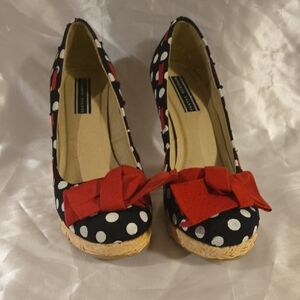 Robert Vianni Polka Dot Heels with Red Bow